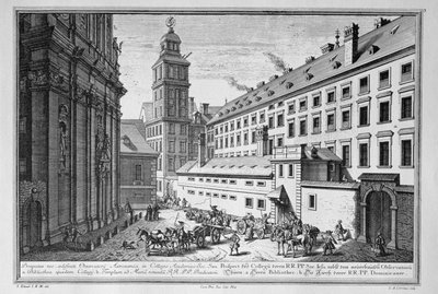 View of the new Observatory in the Jesuit College, Vienna showing also the library and the church of St. Maria Rotunda engraved by Johann-August Corvinus (1683-1738) by Salomon Kleiner